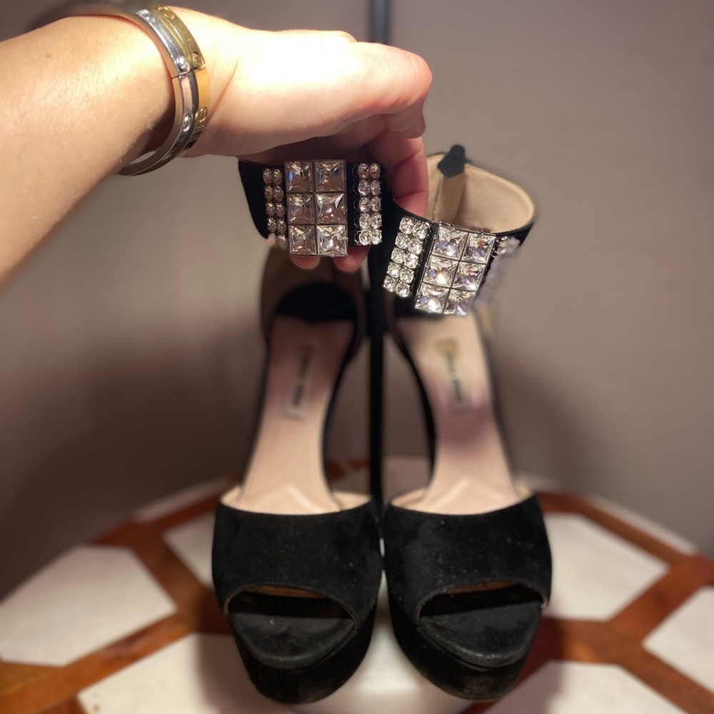 Miu Miu Black SHINE LIKE a DIAMOND suede Platform show off shoes